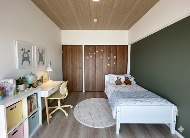 ルネ甲子園の洋室|6帖の洋室は、お子さまの成長に寄り添う理想の子ども部屋。
勉強机やベッドをゆったり配置でき、明るく快