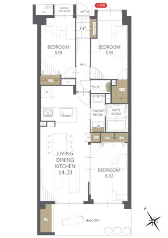 【間取り】コスモ浦和埼大通り弐番館 