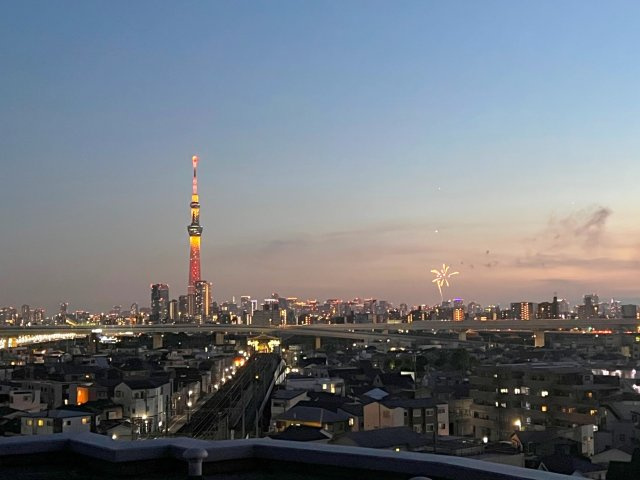 リシュブール四つ木の展望|バルコニーからの眺望/ライトアップされた東京スカイツリーを望めます！