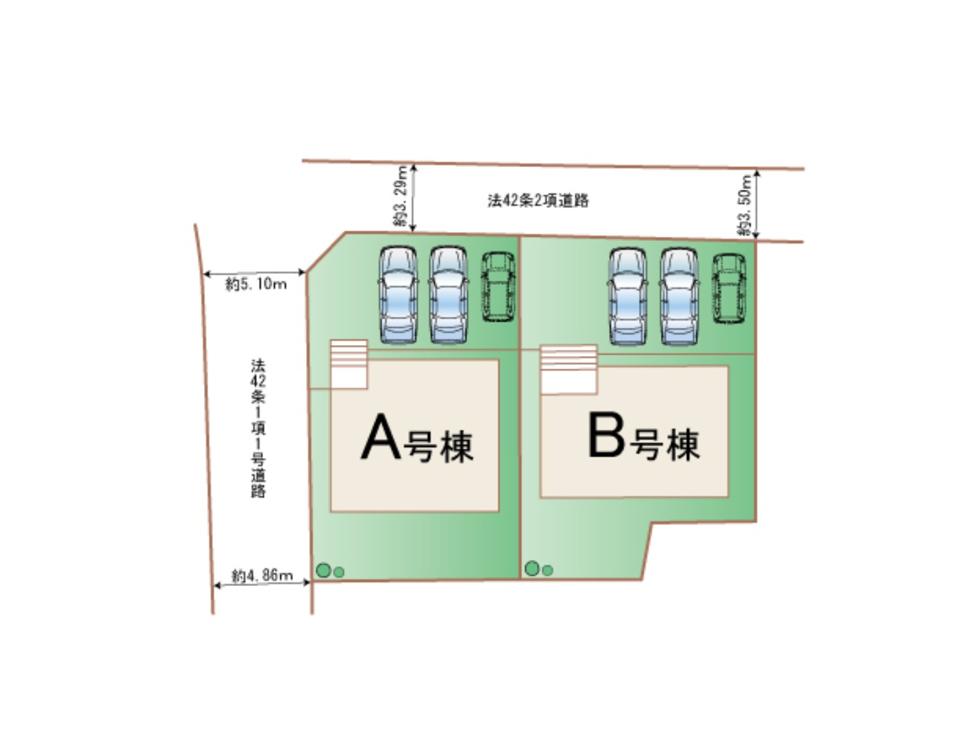 熊本県菊池郡大津町岩坂第1₋2棟(A号棟)の区画図|配置図（A号棟）