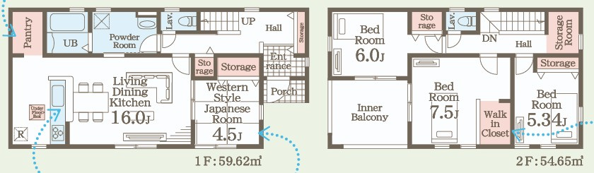 【新築戸建】　双葉郡広野町1期　全2棟　【長期優良住宅】の間取り|1号棟の間取りです。ご確認ください。
