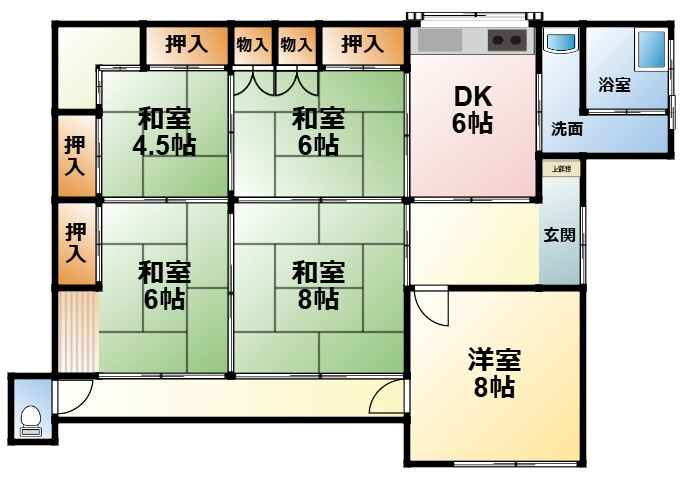 九十九里片貝字西ノ下3410中古戸建ての間取り