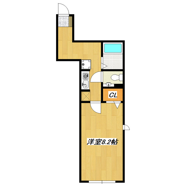 Ｋハイムの間取り|洋室８．２帖の広めのお部屋です。