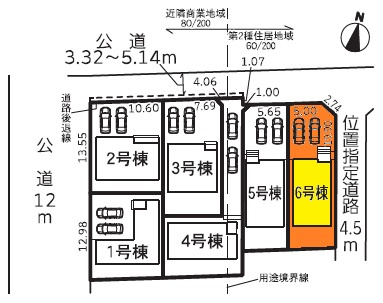 幸田第33菱池　新築分譲住宅　全6棟　6号棟の区画図