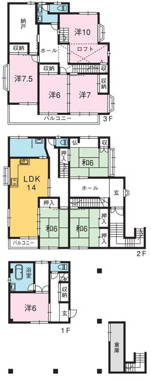 高知市南久万　中古戸建の間取り
