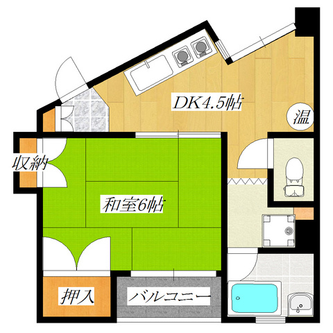 なり駒第３ビルの間取り|１DKでBT別々でこのお値段です！