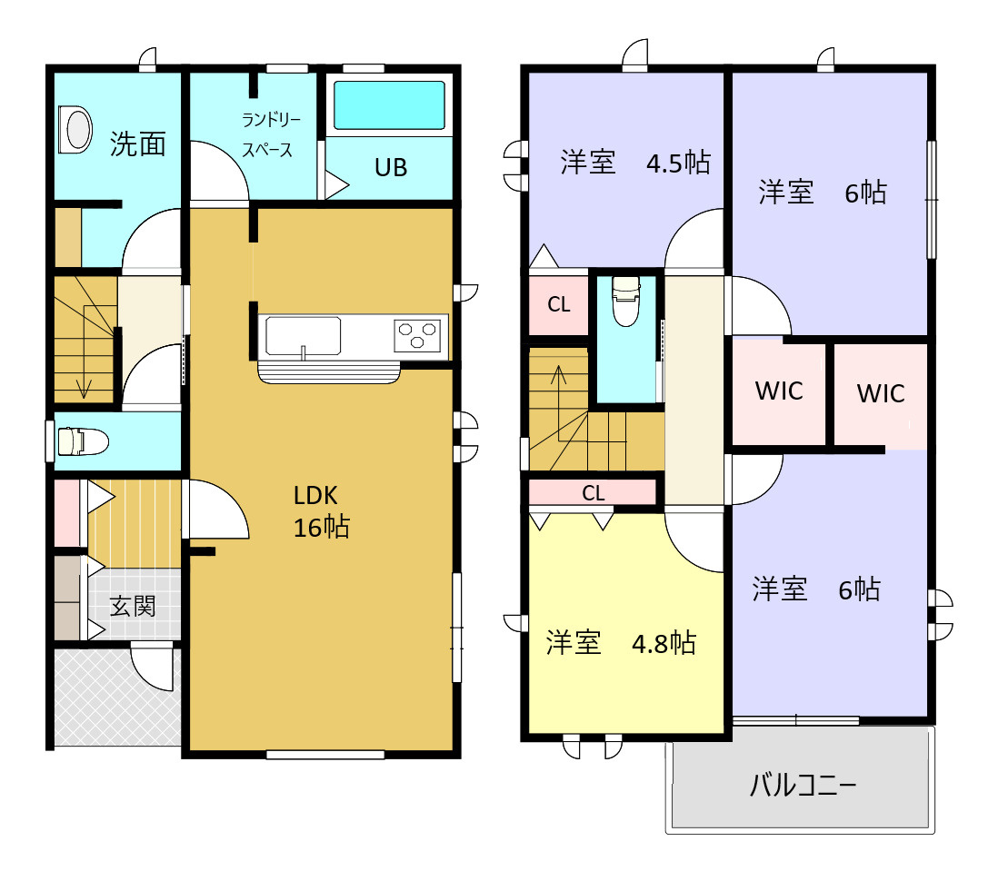 西伊敷6丁目　新築戸建ての間取り