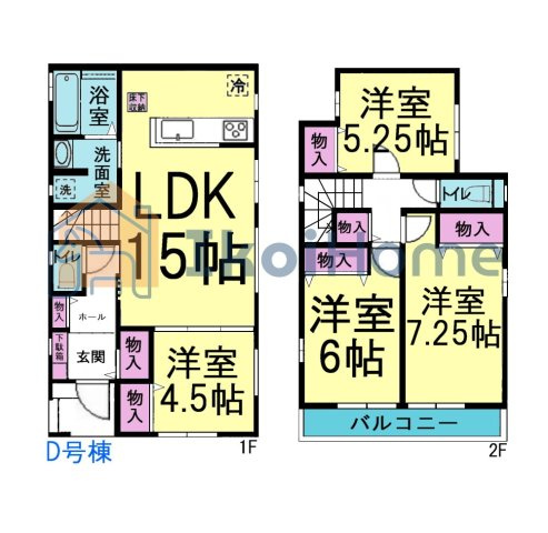 明石市二見町東二見全5棟Ｄ号棟　新築戸建の間取り|【ホームページに現地動画掲載中】●年中無休：当日予約可●人気の4LDK！バルコニーが広い！駐車2台！