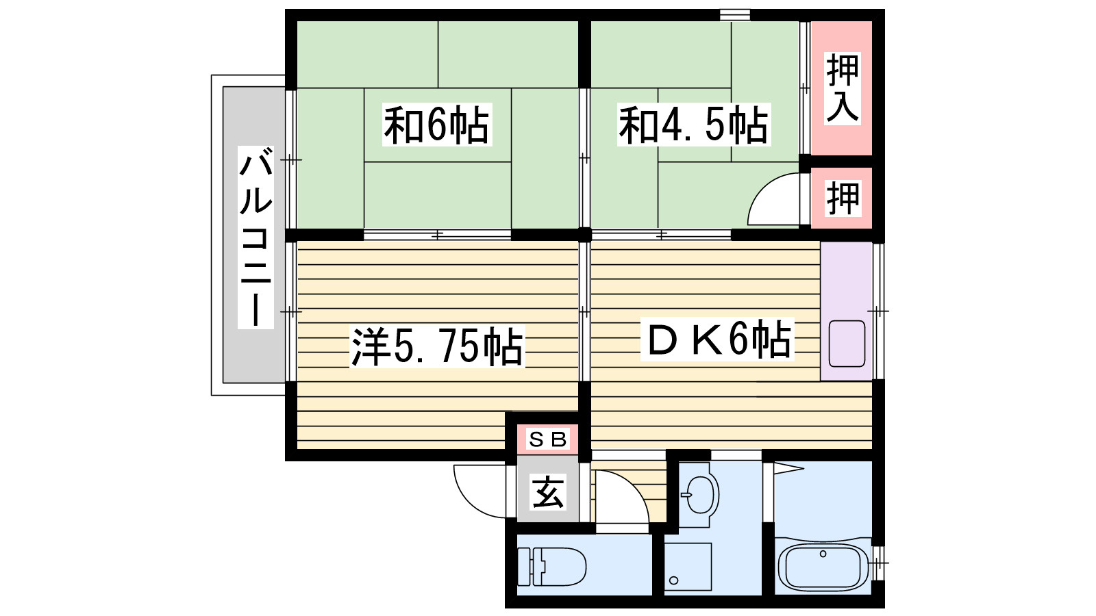 エステート塩屋山手　B棟の間取り
