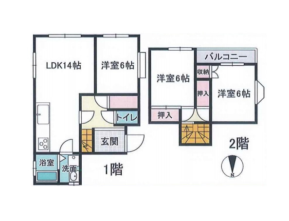 上尾市大字平方　中古戸建の間取り|上尾市大字平方　中古戸建、3LDK、土地面積100.05m2、建物面積79.08m2