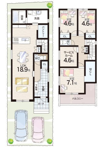 宝塚市高司　新築一戸建ての間取り|2号地