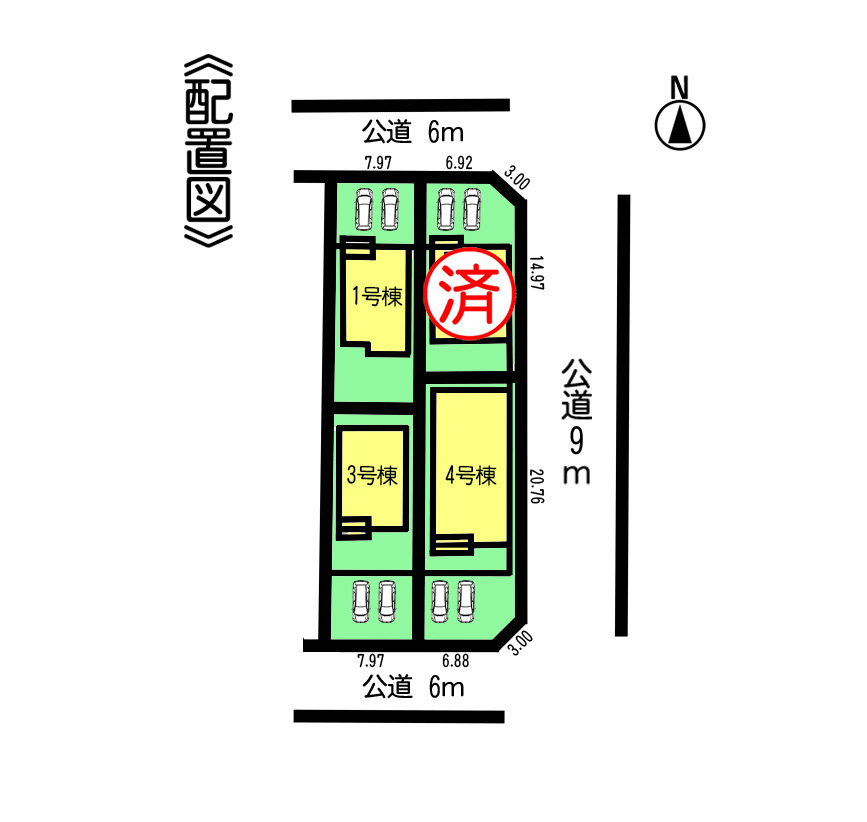 リーブルガーデン美浜町河和台5丁目第5　4号棟の区画図|○●区画図●○