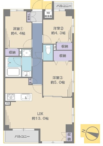 【間取り】 | シャルマンコーポ志村三丁目 | 南西角部屋、全部屋窓があります！