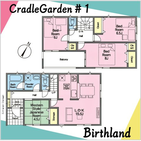 新築戸建・新築建売　須賀川市日向町【制振装置搭載】西袋一小・西袋中の間取り|【4LDK】2階全居室6帖以上×2面採光！ゆとりある陽当たり良好なプライベート空間♪