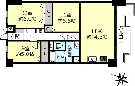 メゾンドール朝霧の間取り