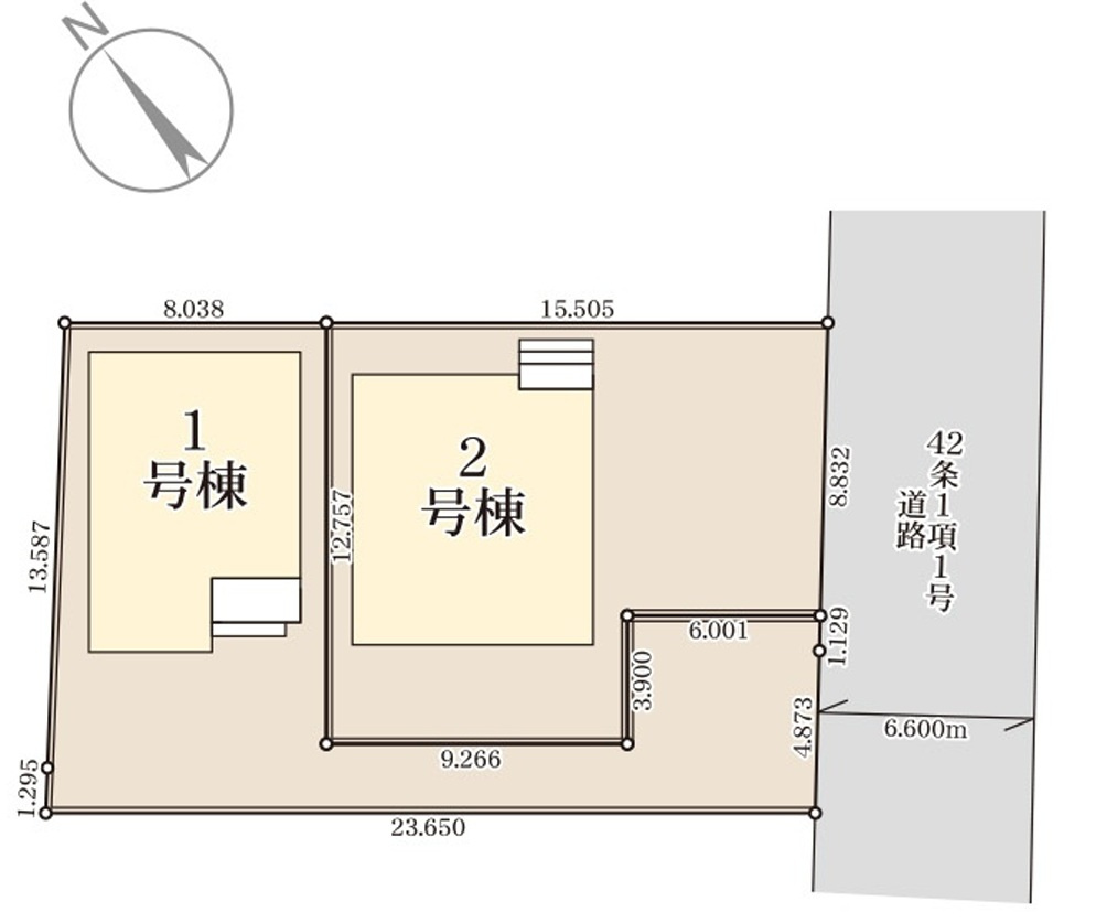 新築戸建　長野市三本柳東の区画図