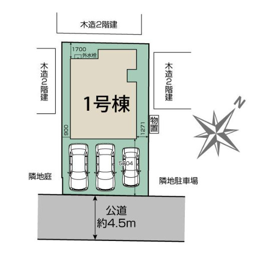 北本市東間5丁目　3期　新築一戸建て　ブルーミングガーデン 01の区画図|１号棟
26.2.21撮影済み