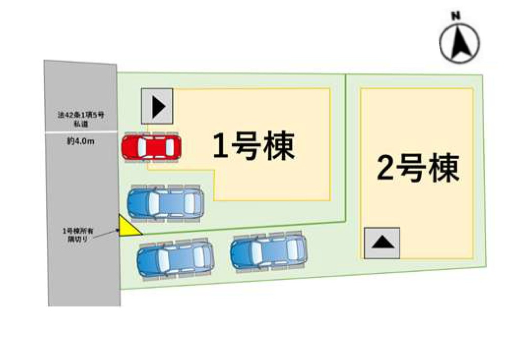 福岡市早良区原4丁目第1-2棟（1号棟）の区画図|配置図(1号棟)