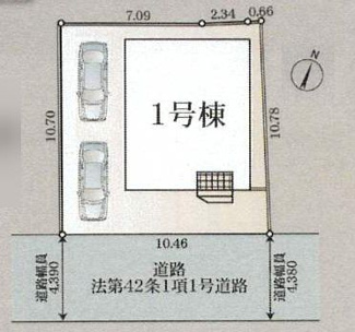【区画図】 | 愛川町中津  1号棟 第137 | 南東側約4.3ｍ公道　駐車2台８車種によります）　敷地面積33.2坪
