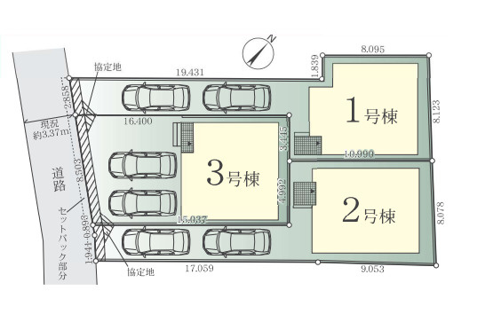 藤沢市善行1期　新築戸建　全3棟1号棟の区画図