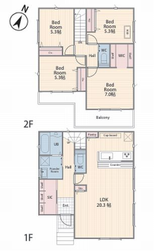 【間取り】 | 【仲介手数料０円】相模原市中央区清新2丁目　新築一戸建て | 相模原市中央区清新2丁目　新築一戸建て