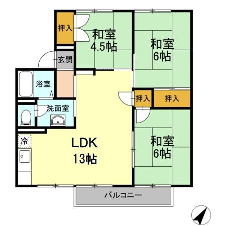 【間取り】 | セジュール床波 B棟