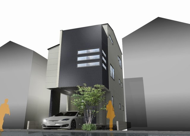 中野区大和町２丁目　新築戸建て　全１棟の外観パース