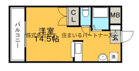 久留米市東合川３丁目の賃貸マンションの間取り