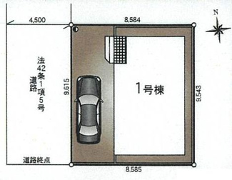 【区画図】 | 座間市南栗原6丁目  1号棟 第29 | 西側約4.5ｍ位置指定道路（私道・持分あり）　駐車1台（車種によります）　敷地面積24.8坪