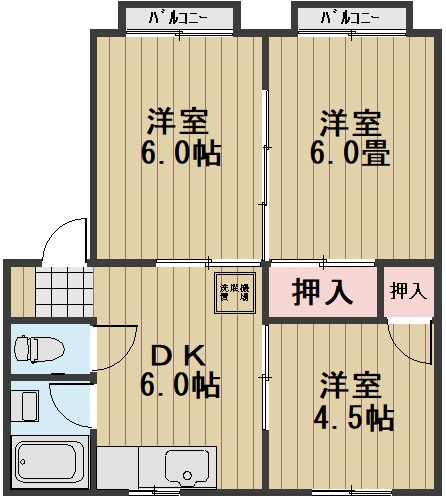 星島コーポＣ棟の間取り