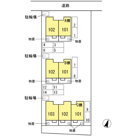 ヴィラ　ジャスティス　Bの区画図