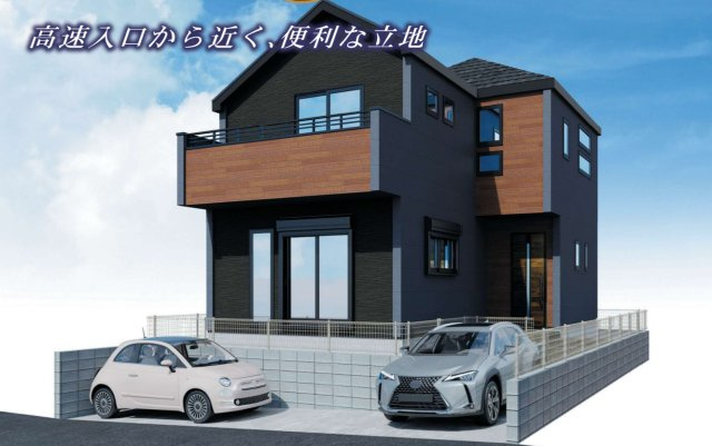 横浜市金沢区片吹 新築戸建て【仲介手数料無料】カースペース2台の外観パース
