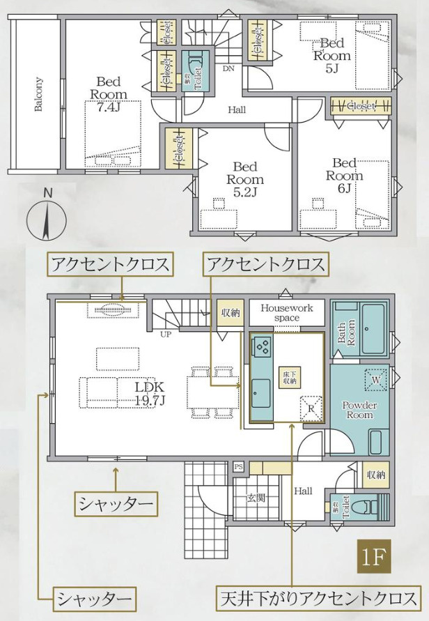 横浜市金沢区片吹 新築戸建て【仲介手数料無料】カースペース2台の間取り