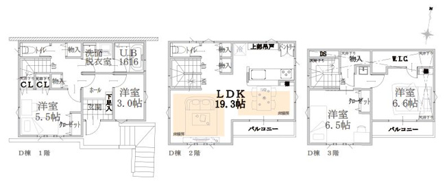【間取り】 | 板橋区中台１丁目　新築戸建て　D号棟 | 4LDK・土地面積78.45ｍ2・建物面積109.50ｍ2