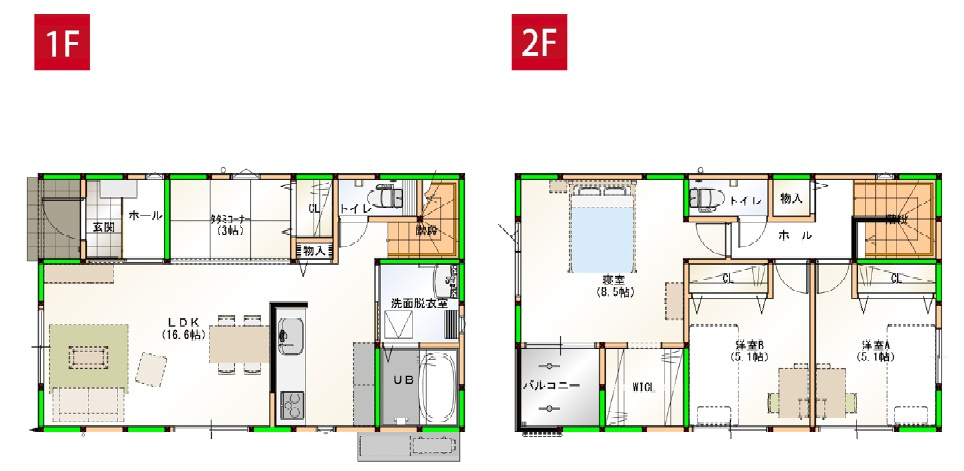 土佐市高岡町乙　新築戸建　⑫　（全2区画）の間取り|⑫　建物面積　97.49㎡（約29.49坪）