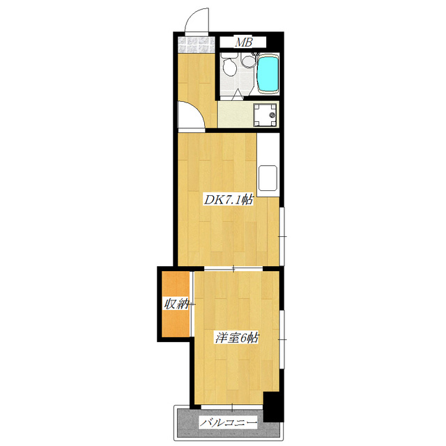 ＳＴビルの間取り|2面採光の角部屋！明るく広さも十分な１DK♪