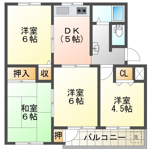 神陵台北住宅65号棟の間取り