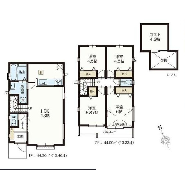 調布市深大寺北町１丁目 京王線 調布駅 新築戸建の間取り