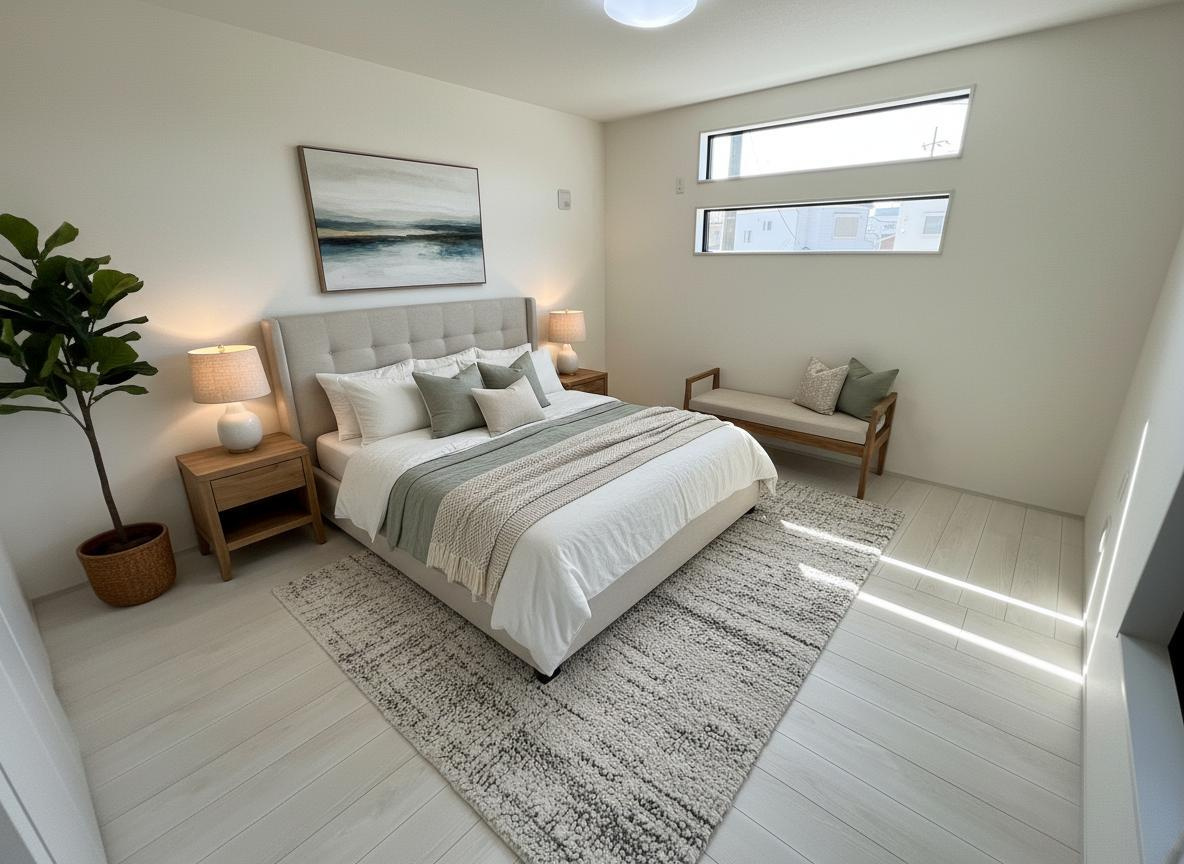 所沢市北野の寝室|7.8帖の洋室は主寝室としても完璧♪　気持ちのいい日光も降り注ぎます♪