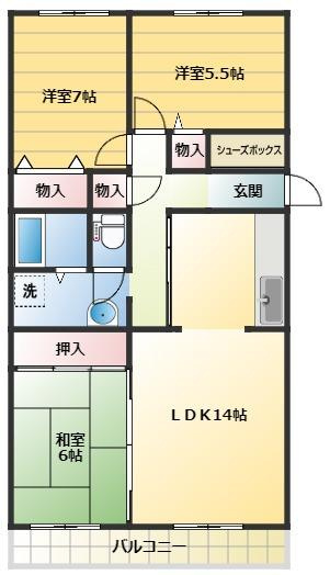 成田市玉造７丁目の賃貸マンションの間取り