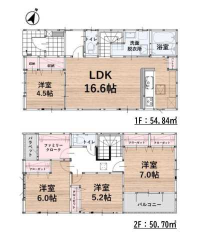糸島市前原北2丁目第1-3棟（3号棟）の間取り|全居室収納付きで便利です。