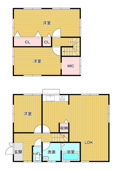 【間取り】 | 糟屋郡宇美町ゆりが丘５丁目　戸建て | 内装全面リフォーム済なので手を入れずにそのままご入居いただけます