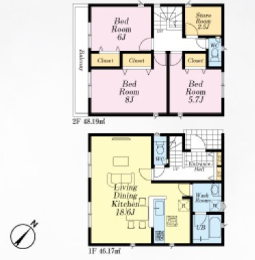 【間取り】 | 朝霞市宮戸3丁目　新築一戸建住宅　全16棟　(志木本店) | 4号棟／ZEH水準の省エネ住宅！防犯カメラ標準装備で永く安心してお住まいいただけます。