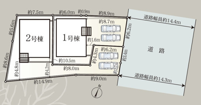 【区画図】 | 清水区村松原第4　新築戸建　2号棟 | 2台並列駐車可能！ゆったりスペースで、駐車も楽ちん♪