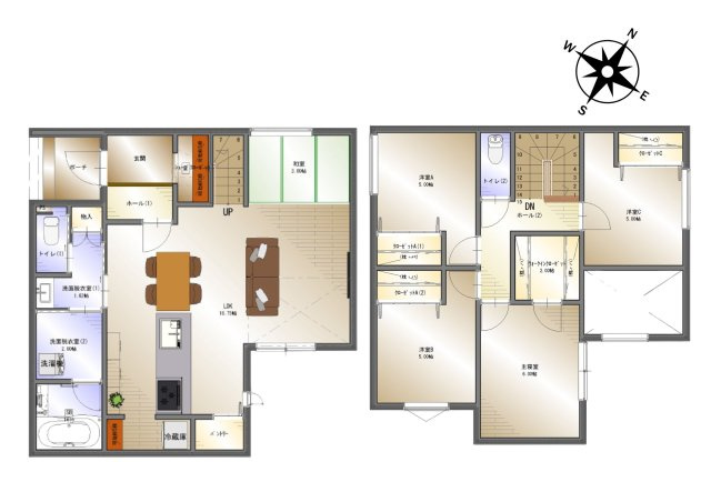 ＼新築モデルハウス／　好評販売中！　静岡市駿河区中村町１期　全１邸の間取り|ゆとりある４LD。