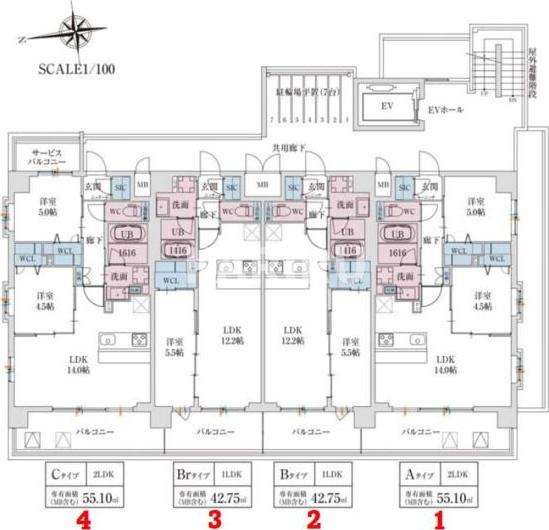スプランディッド駒川中野駅前の区画図