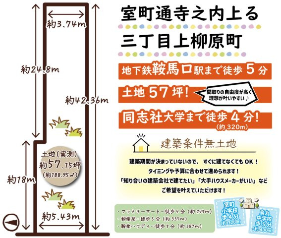 室町通寺之内上る三丁目上柳原町の区画図