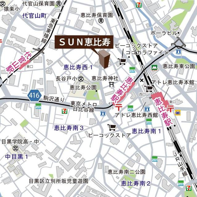 ＳＵＮ恵比寿の地図