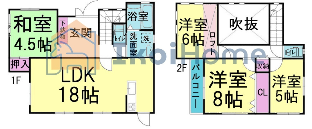神戸市西区白水2丁目　中古戸建の間取り|【ホームページに現地動画掲載中】●年中無休：当日予約可●4LDK＋ロフト付♪和室完備！階段上部吹抜！