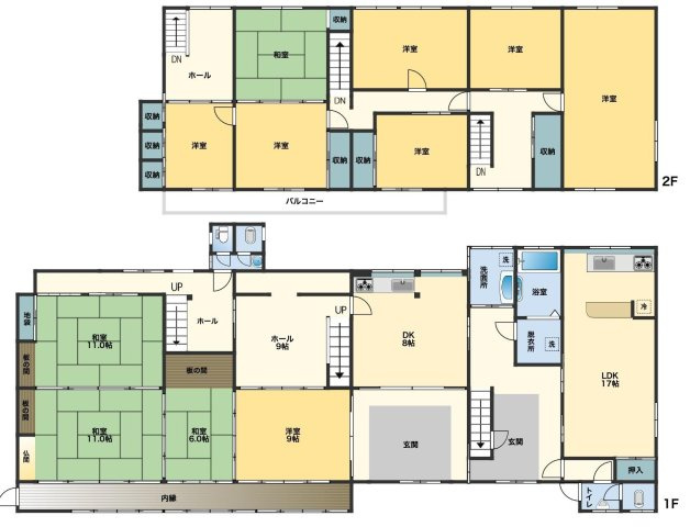 【10部屋以上×大型駐車場付き】長野県上田市上塩尻　社宅向き中古戸建ての間取り